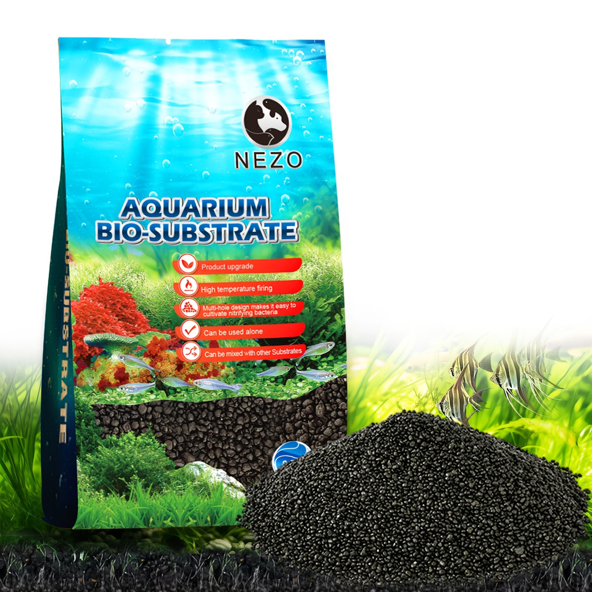 Black Aquarium Substrate Gravel, No-Rinse Pottery Clay for Fish Tank Decor and Planted Aquascaping, 7 lb Bag or 21 lb Three-Pack Options
