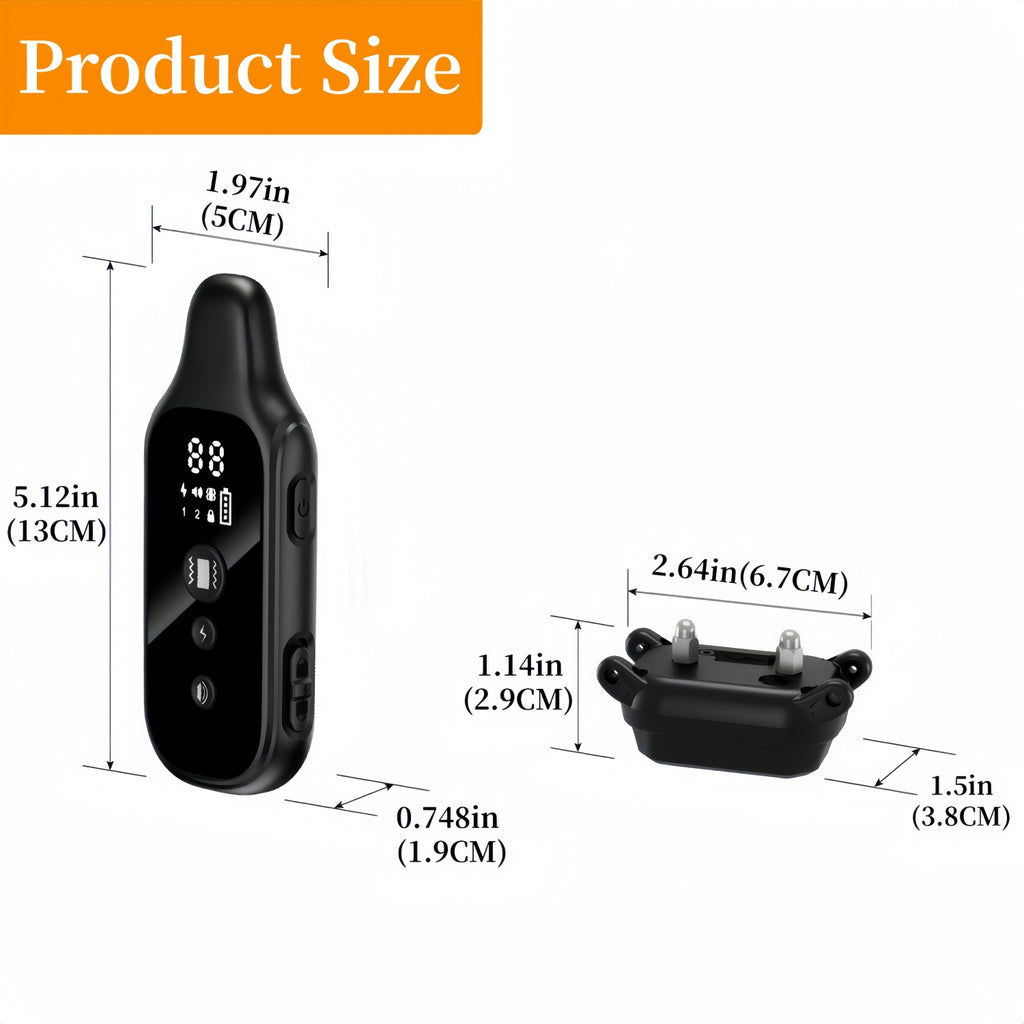D80-1 Dog Training Collar with Digital Remote, Rechargeable Black Adjustable Nylon Collar with Listed Beep and Vibration Functions for Supervised Sessions