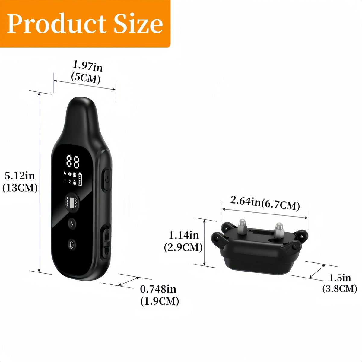 D80-1 Dog Training Collar with Digital Remote, Rechargeable Black Adjustable Nylon Collar with Listed Beep and Vibration Functions for Supervised Sessions