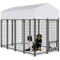 Large Dog Outdoor Kennel with UV-Resistant Roof Cover, Welded Wire Steel Enclosure with Secure Lock in 4, 6 or 8 Foot Lengths