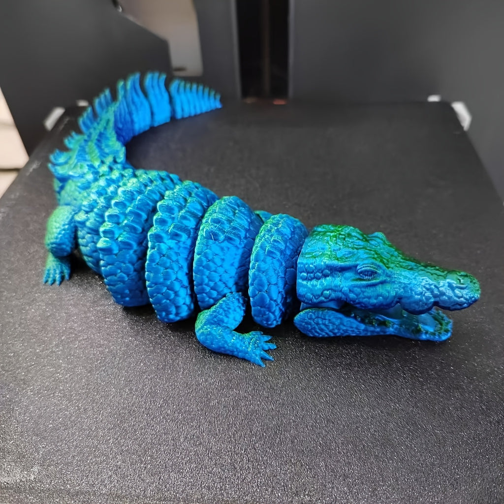 Crocodile Figurine Set 2 Pieces, 3D Printed Reptile Ornaments with Detailed Scales for Collectible Displays, Nature-Themed Shelves and Learning Scenes