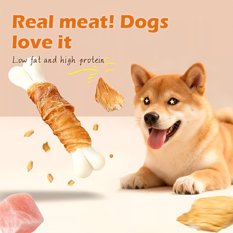 Calcium Bone Dog Chew Treats, 100g Dual Blend 2-in-1 Snacks with Listed Chicken, Duck and Cheese Flavors for Supervised Small and Medium Dog Rewards