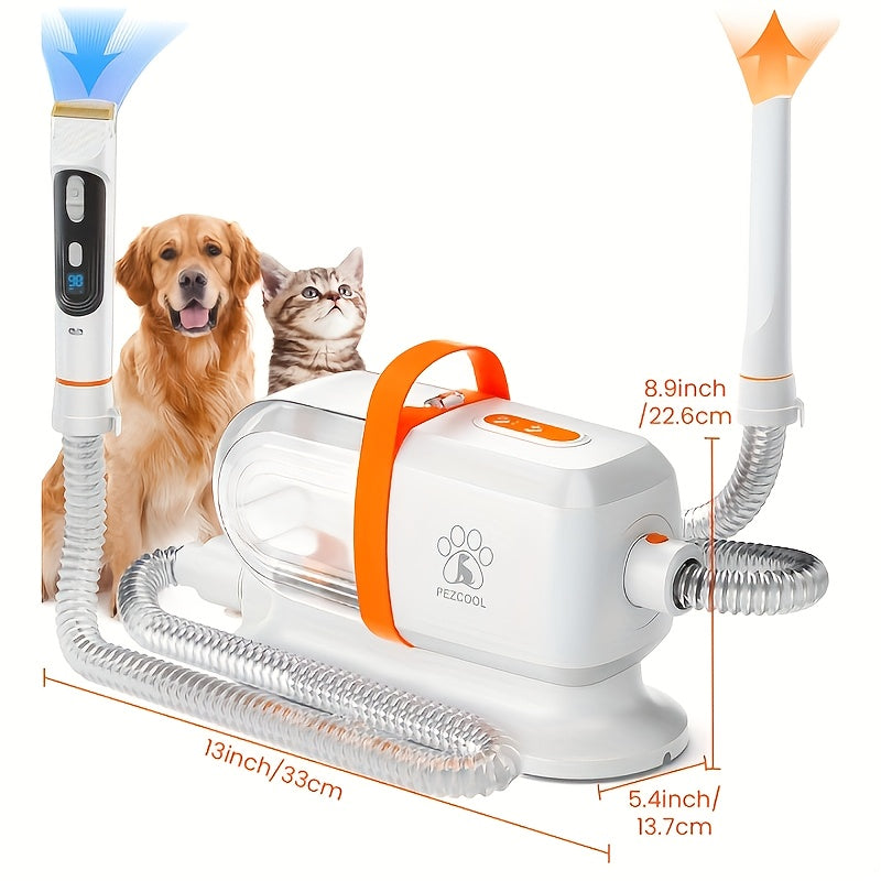 Dog Grooming Vacuum with Dryer Function, 74.39 oz Dust Cup, Low-Noise Pet Hair Collection and Grooming Tools for At-Home Shedding Care