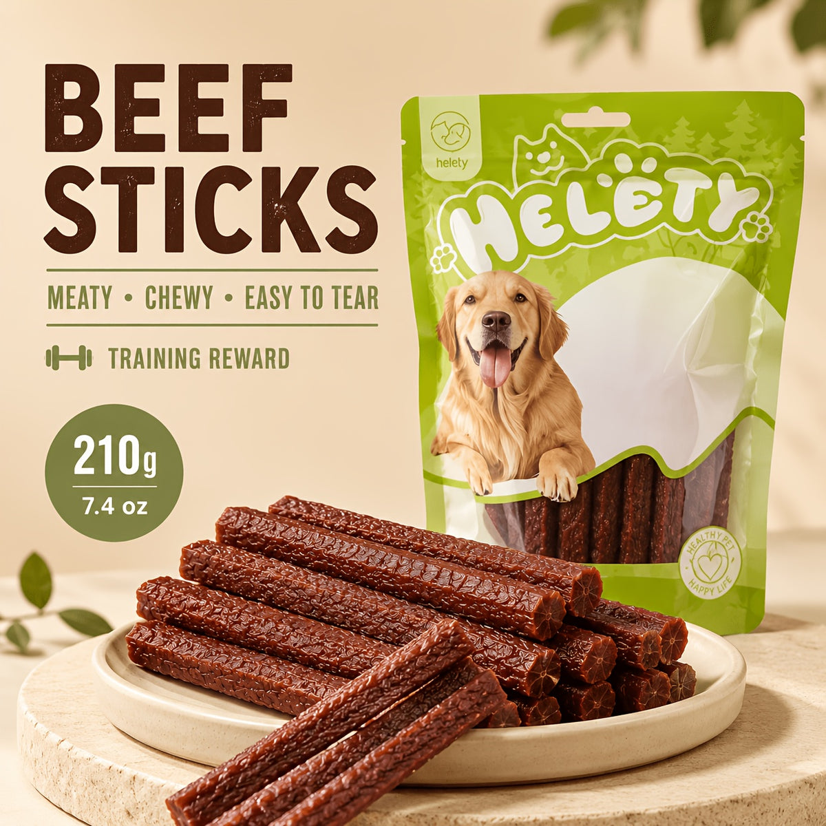 Beef Jerky Dog Treat Sticks, 100g or 100g + 100g Pack Options for Supervised Chewing, Everyday Training Rewards and Dog Gift Baskets