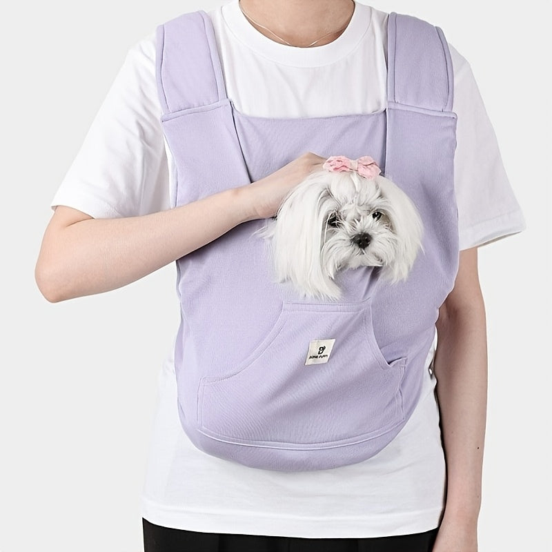 Small Dog Chest Carrier with Front Pocket, Foldable Head-Out Pet Carrying Bag with Adjustable Straps for Dogs up to 5.5 lbs and Cats up to 7.7 lbs