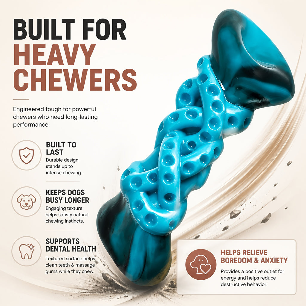 Dog Chew Toy with Twisted Bone Texture, Beef-Flavored Nylon Chewing Bone 6.7 Inches for Medium and Large Dogs, Single Piece for Supervised Play
