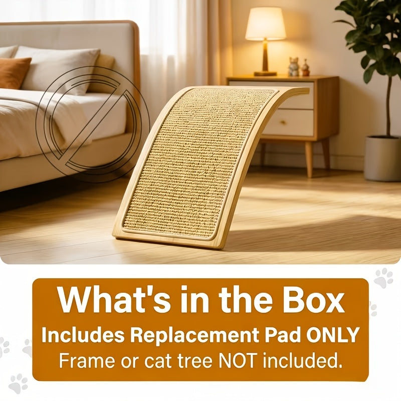 Cat Scratching Mat with Adhesive Strip, 24 Inch Sisal Rope Furniture Protector for Compatible Sofa Corners and Wall Scratching Areas