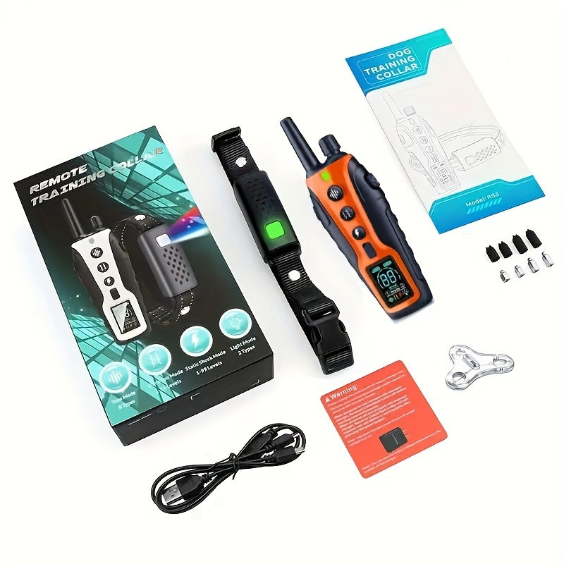 Dog Training Collar with Night Light, 3280ft Listed Remote Range, USB Rechargeable with Keypad Lock, Beep, Vibration and Static Modes for 1 or 2 Dogs