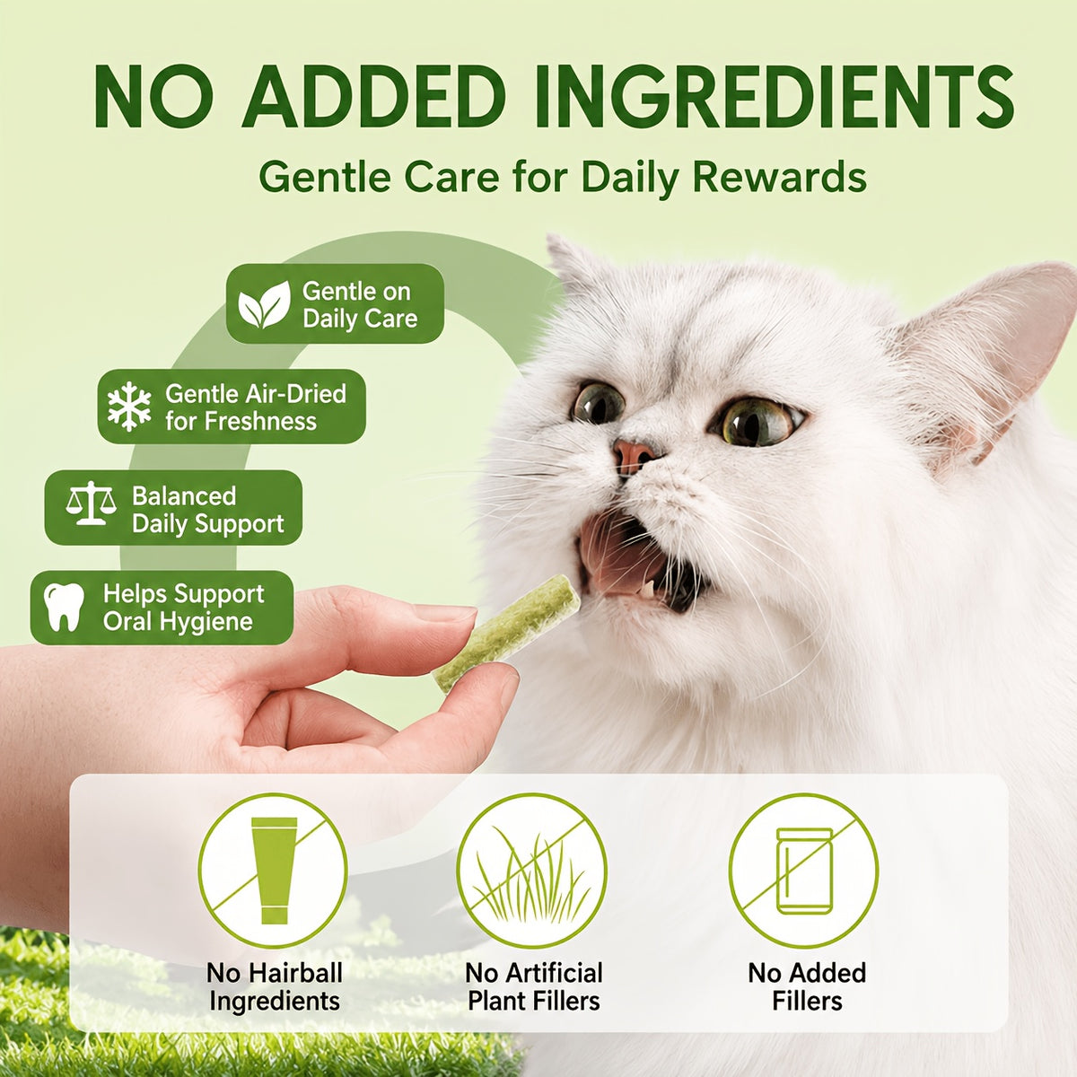 Cat Chew Treats with Cat Grass, Freeze-Dried Snack Sticks in 12 or 24 Piece Options for Supervised Treat Breaks and Cat Owner Gift Baskets