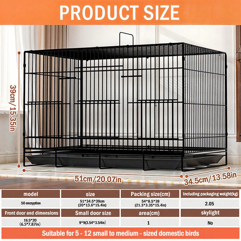 Folding Bird Cage for Indoor Use, Large Bird Housing with 5 Listed Additions, White, Black, Blue or Pink Options for Pet Bird Owners