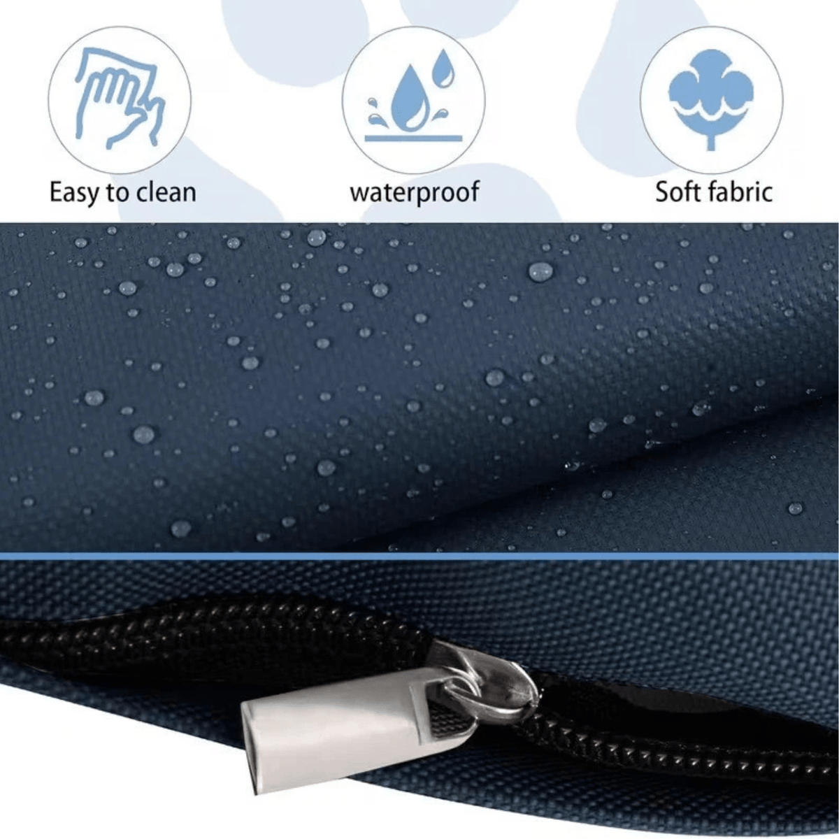 Dog Bed Cushion Cover with Zipper, Soft Washable Water-Repellent Pet Bedding Case in Grey, Black or Navy with Medium to Extra Large Size Options