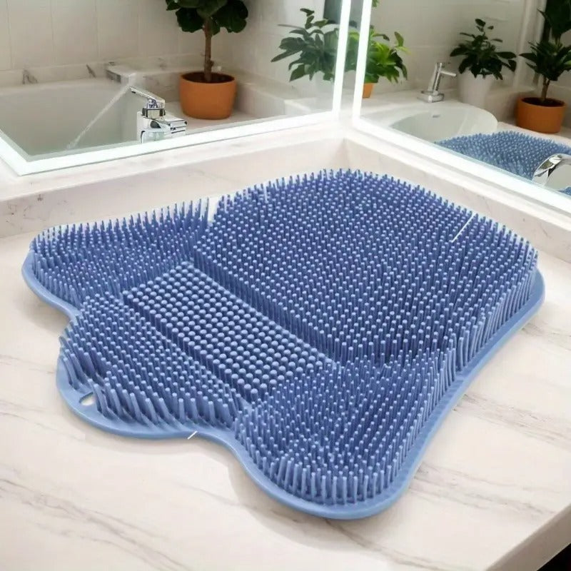 Cat Self Grooming Brush in Blue, Wall-Mounted Massage Scratching Board for Loose Fur Care, Space-Saving Everyday Pet Groomer for Indoor Cats