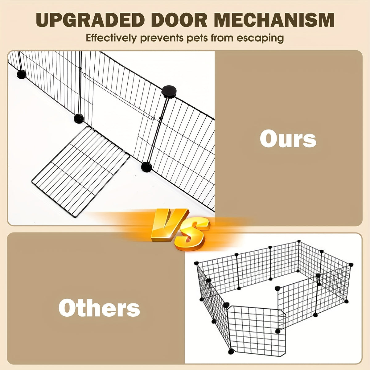 Guinea Pig Cage 48-Inch C&C Small Animal Playpen with One-Hand Release Hook, Triple Fixing Design and Optional PVC Bottom Liner