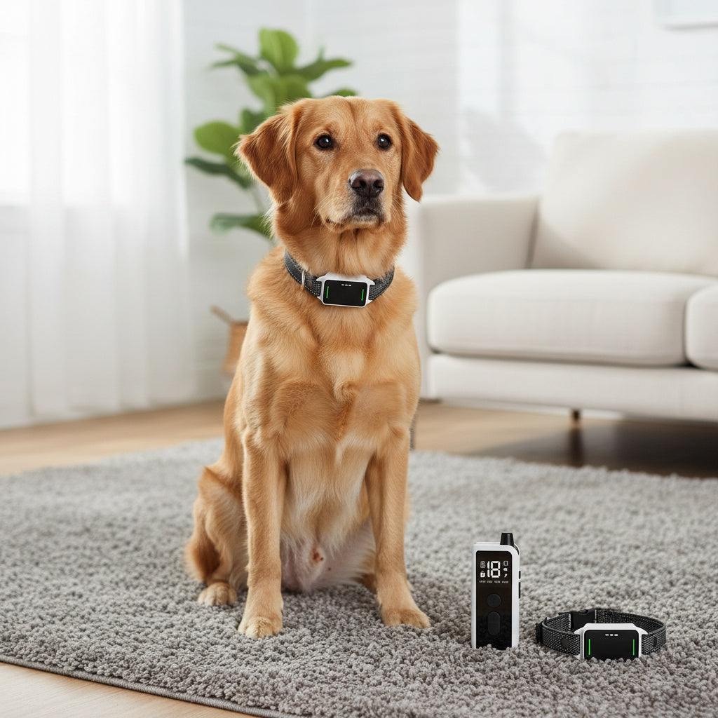Electronic Dog Training Collar with Remote, Adjustable Nylon Strap, Beep, Vibration, Static Stimulation and Finder Light, Black or White Options