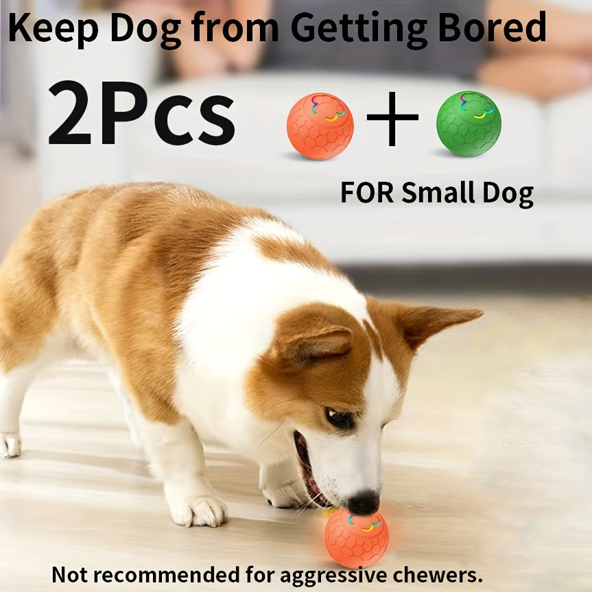 Interactive Pet Balls 2 Pack with Motion Sensor and Flashing Lights, USB Rechargeable Jumping and Rolling Toys for Small Dogs and Cats, Two Modes