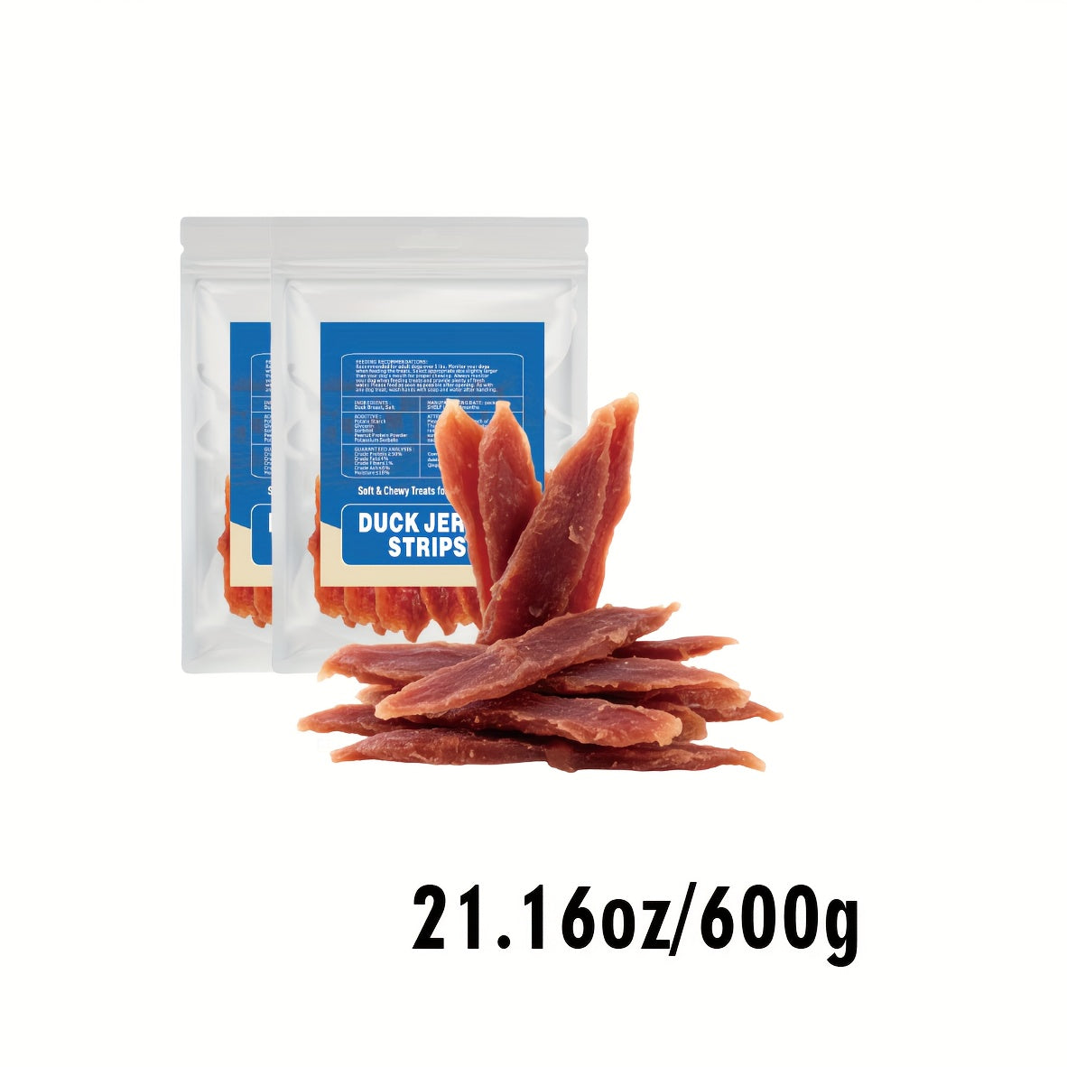 Dehydrated Chicken and Duck Dog Treats, Jerky Meat Strips in 100g, 300g or 600g Options for Supervised Training Rewards and Everyday Snacks