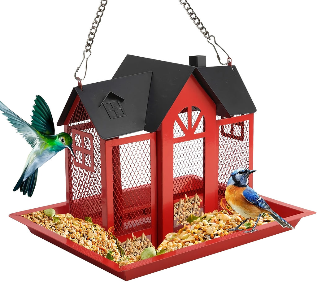 Metal Mesh Bird Feeder for Outdoors, Hanging Wild Bird Feeding Station for Backyard and Garden Birdwatching, Four Color Options for Bird Lover Gifts