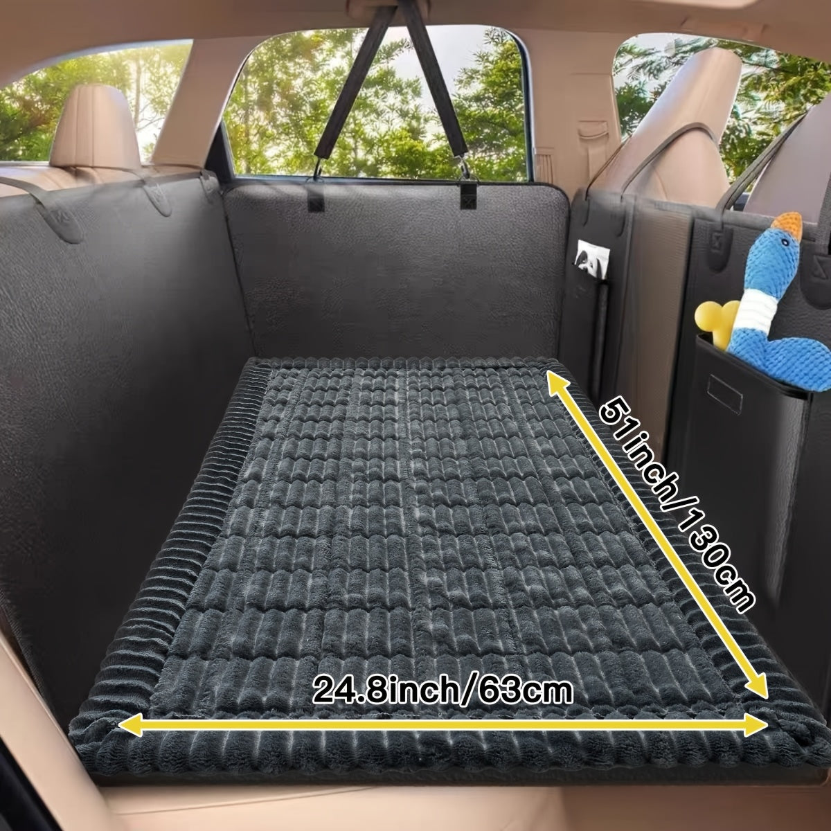 Dog Car Seat Mat with Ribbed Plush Surface, 24.8 x 51.18 Inch Non-Slip Pet Travel Pad in Four Colors for Compatible Cars, SUVs and Trucks
