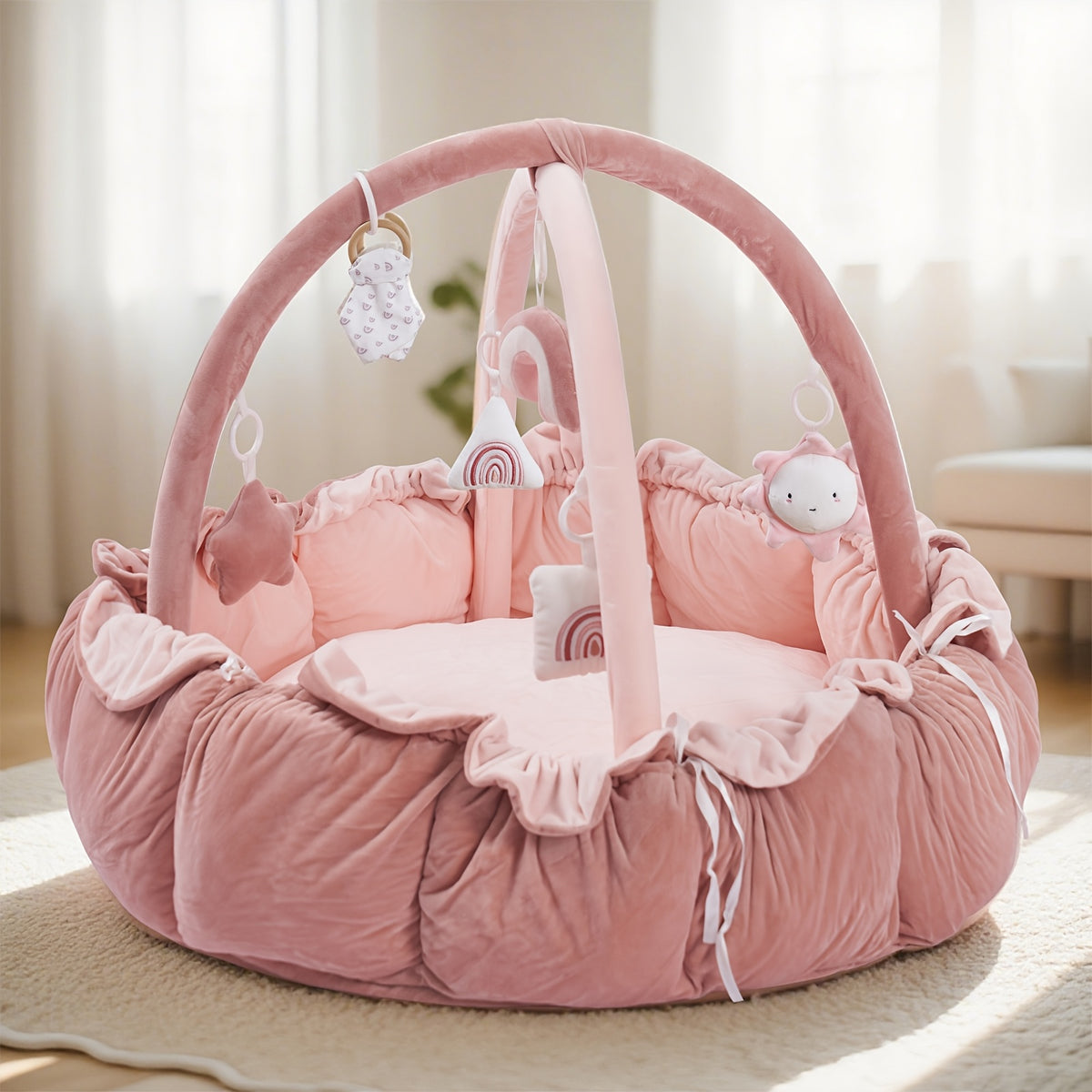 Convertible Cat Bed with Hanging Toys, 5-in-1 Double-Sided Soft Pet Nest and Play Gym for Kittens, Adult Cats and Small Dogs in Three Colors