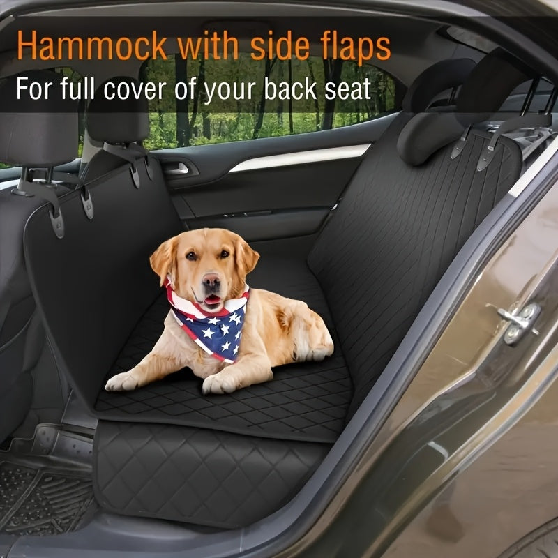 Water-Resistant Dog Car Seat Cover, 600D Oxford Rear Seat Protector, Pet Hammock and Cargo Liner with 4 Headrest Anchors and 2 Seat Anchors