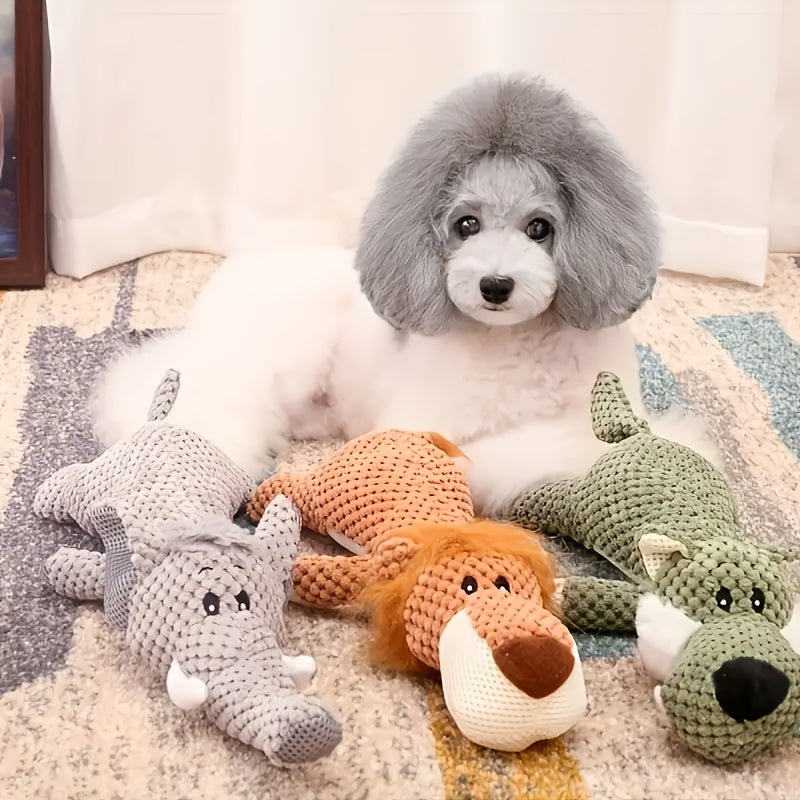 Textured Plush Dog Toys 3 Pack, Soft Animal-Shaped Puppy Play Companions for Supervised Gentle Chewing, Indoor Games and Dog Lover Gifts