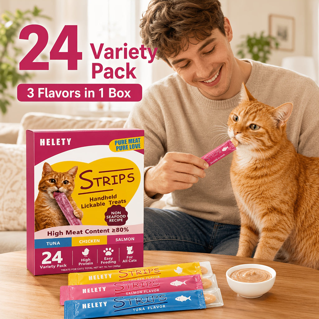 Lickable Cat Treat Sticks, Creamy Squeezable Cat Puree Snacks for Hand Feeding and Food Topping, Multi-Pack and Chicken or Squab 1lb Options