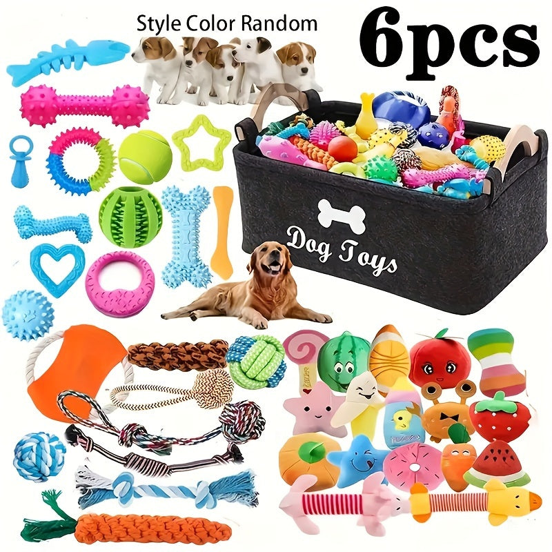 Dog Toy Variety Pack for Small Dogs, 6 or 12 Random Assorted Toys with Rope Knots, Squeakers and Balls for Supervised Puppy Play and Toy Rotation