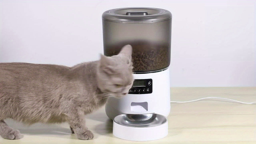 4L Automatic Pet Feeder by NPET, Cat and Dog Food Dispenser with Stainless Steel Bowl, USB or Battery Power and App or Camera Version Options