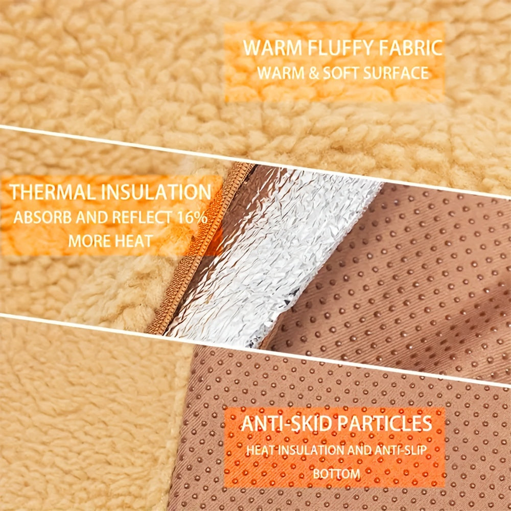 Self-Warming Pet Mat for Cats and Dogs, Soft Khaki Thermal Sleeping Pad with Reflective Layer, No Electricity Needed for Cozy Indoor Rest