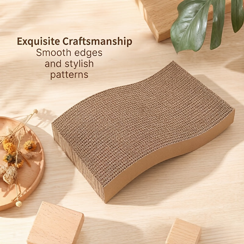 Cardboard Cat Scratcher Pad for Indoor Cats, BC Corrugated Scratching Board with Wavy and Flat Designs Listed, 1, 2, 4 or 8 Pack Options