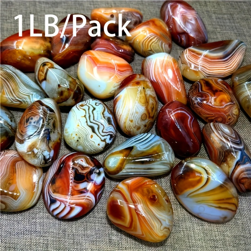 Polished Agate Stones, 1 lb Natural Decorative Rocks with Varied Patterns for Plant Pots, Home Displays, DIY Jewelry Projects and Gifts