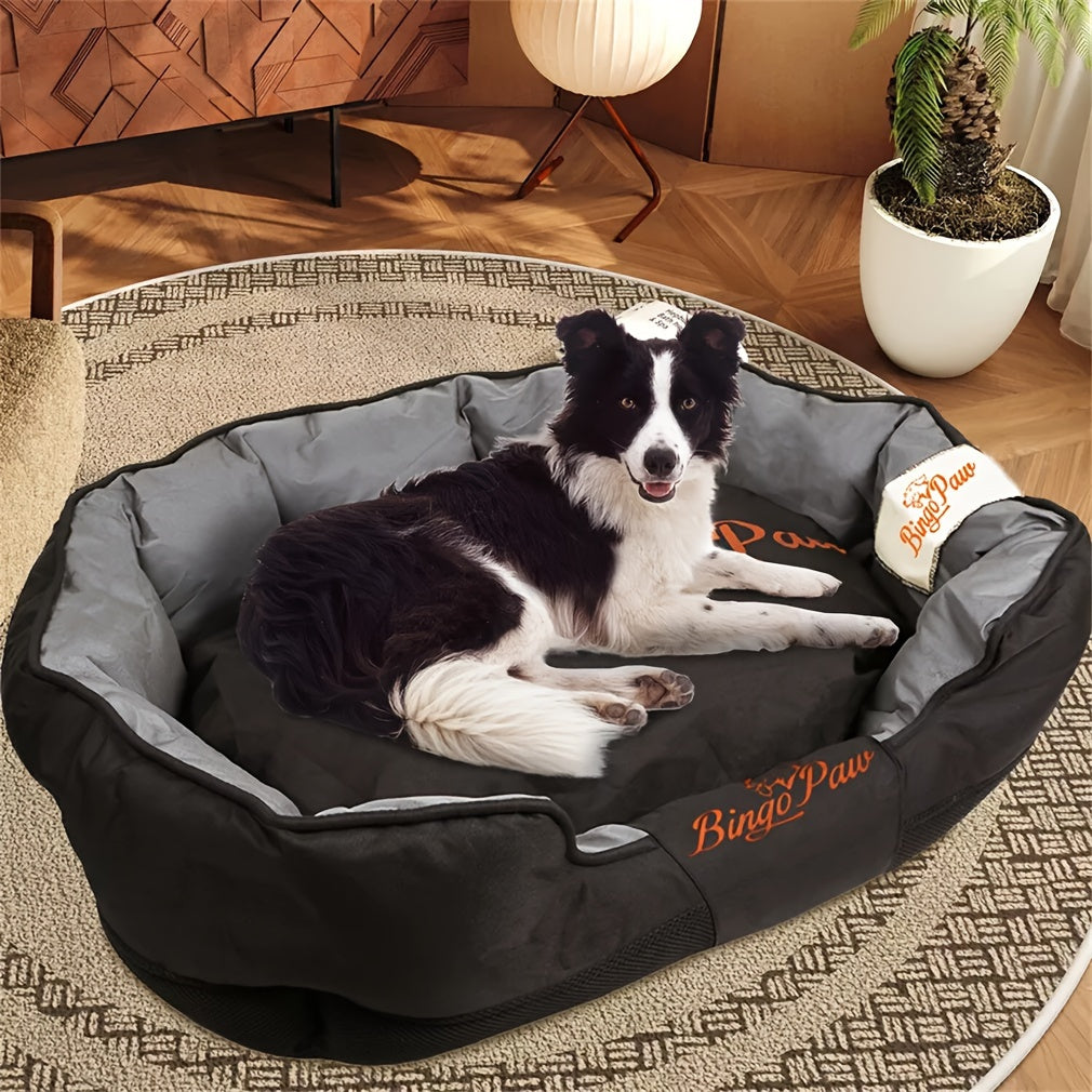 Bolster Dog Bed with Removable Washable Cover, 900D Oxford Cloth Pet Sofa with Thick PP Cotton Cushion and Non-Slip Base in Large, Extra Large and XXL