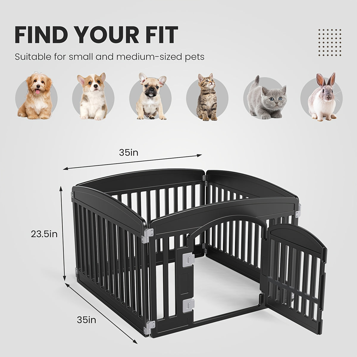 Foldable Dog Cage and Pet Enclosure with Tray, Black or White 4-Panel and 6-Panel Options Plus 36 Double-Door Style for Home and Travel Setup