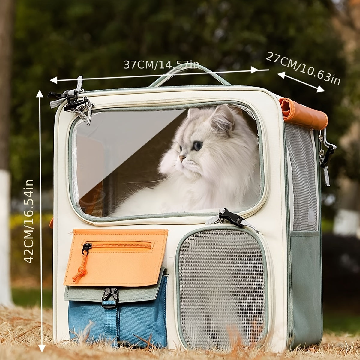 Cat Carrier Backpack with Collar Set, 11.89-Gallon Ventilated Pet Travel Bag for Cats and Dogs Under 27.56 lbs, Everyday Outings