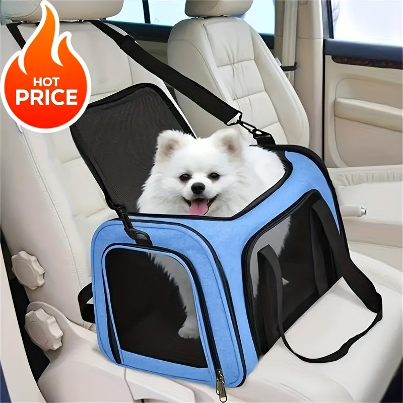 Soft-Sided Cat Carrier for Pets Up to 15 lbs, Collapsible Travel Bag for Small Dogs, Puppies and Cats, Vet Visits and Everyday Trips