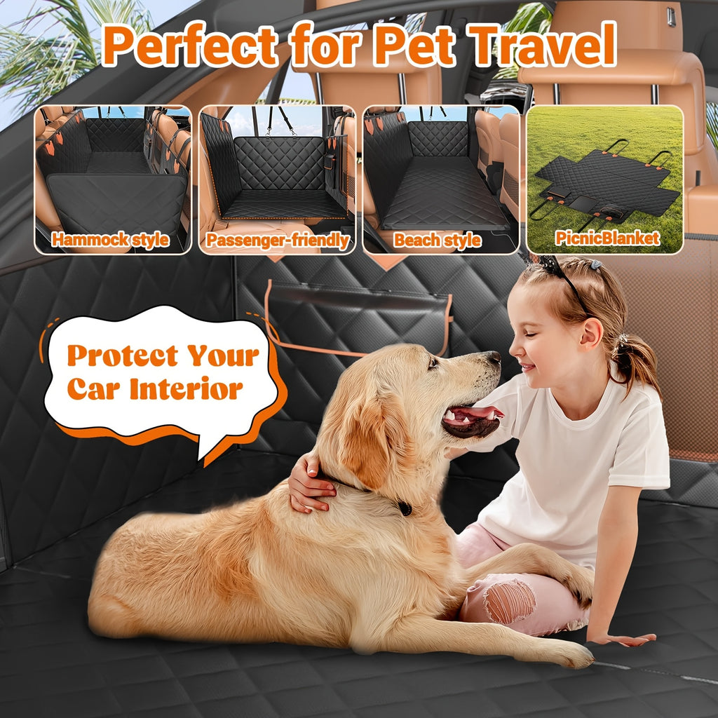 Dog Back Seat Extender Travel Bed, Rear Seat Cover and Pet Hammock for Compatible Cars, SUVs and Trucks, Black or 2026 Upgraded Version