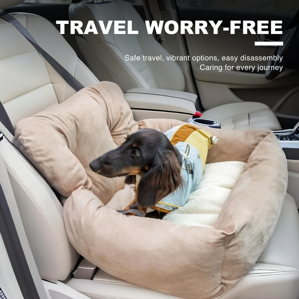 Dog Car Seat Carrier with Handheld and Shoulder Carry Options, Travel Booster Bag for Dogs and Cats with Listed Harness, Seven Color and Style Choices
