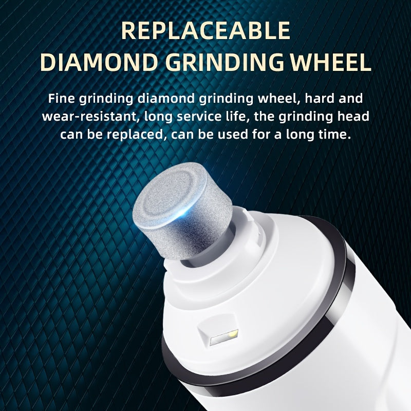 Rechargeable Dog Nail Grinder HZ6 with LED Light, White Electric Pet Nail Trimmer for Dogs and Cats, At-Home Claw Filing and Paw Grooming