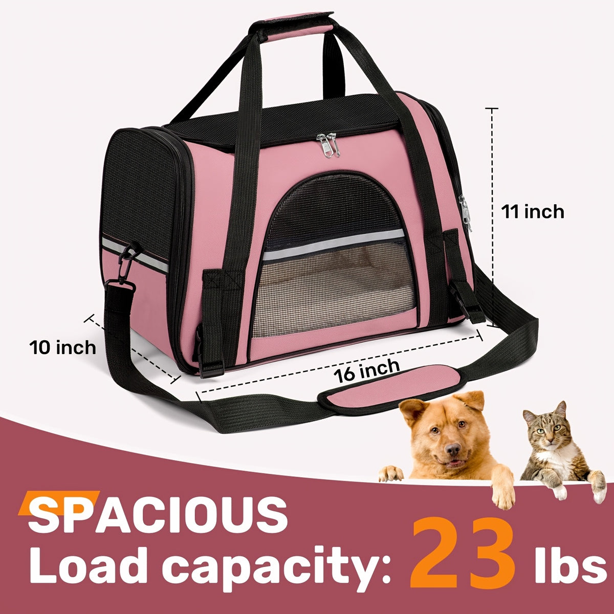 Foldable Cat Carrier Backpack with Zipper Closure, Ventilated Pet Travel Bag for Cats and Dogs, Seven Colors for Vet Visits and Everyday Trips