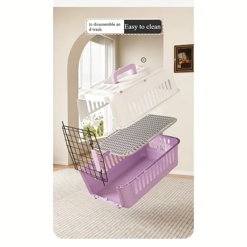 Small Pet Travel Carrier Box with Ventilated Design, Portable Transport Case for Vet Visits and Everyday Trips in Green, Blue or Purple