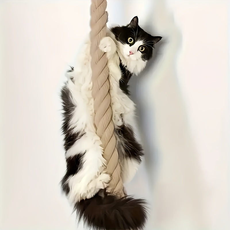 Cat Climbing Rope and Platform Set, Solid Wood Cat Furniture with 59.06 or 51.18 Inch Jute Rope Options for Indoor Exploring and Supervised Play