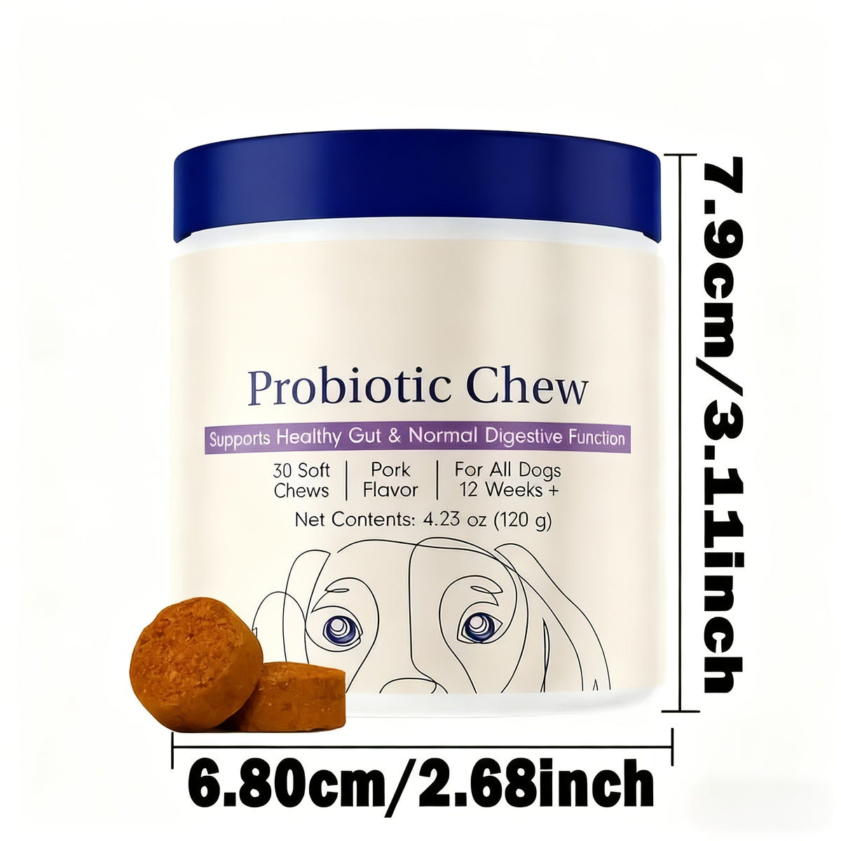 Probiotics for Dogs Nutritional Supplement, Promotes Digestion and Absorption, Canine Gut Health Tablets for All Breeds, 12.69 oz 90 Tablets, 3-Pack Daily Digestive Support for Puppies and Adult Dogs