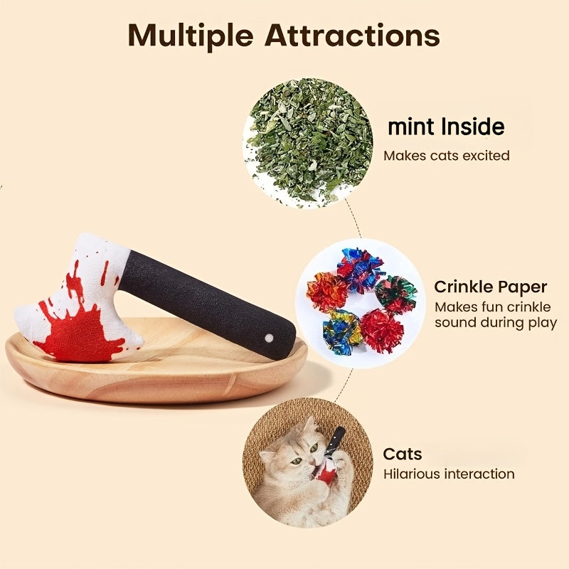 Crinkle Cat Kicker Toys 4 Pack, Knife-Shaped Fabric Toys with Pet Herb for Indoor Batting, Pouncing and Supervised Hunting Play