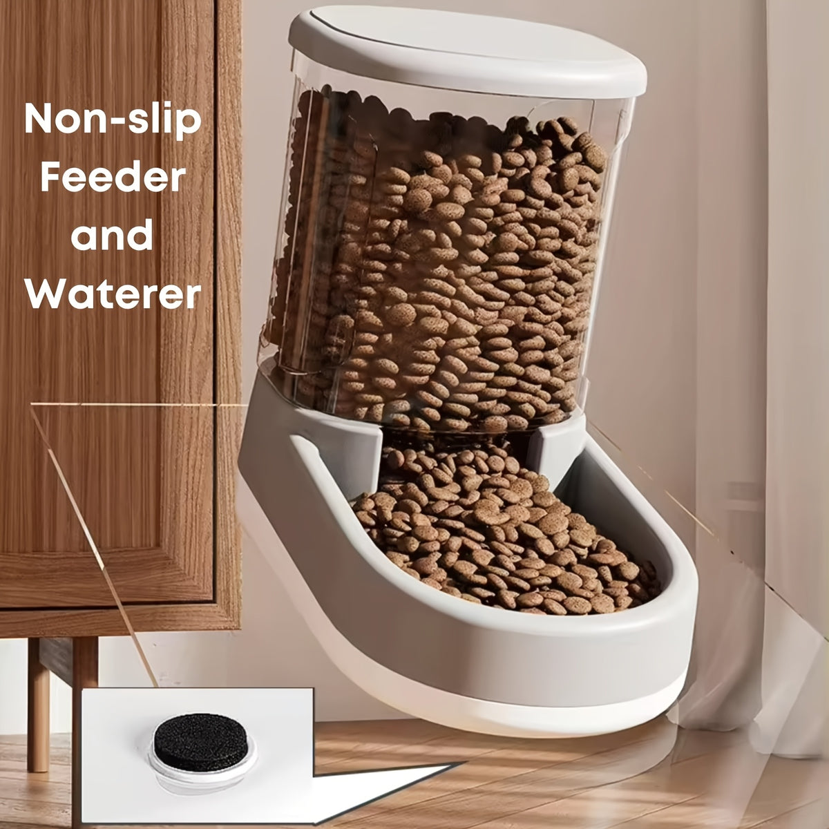 Automatic Dog Feeder and Waterer Set, 2-Piece Plastic Gravity Food and Water Dispensers with Clear Reservoirs for Small, Medium and Large Dogs