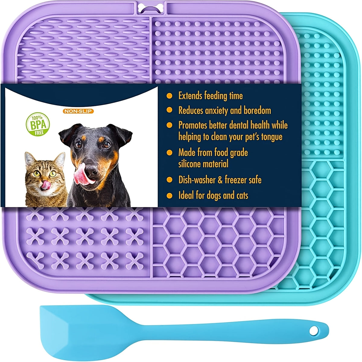 Lick Mat for Dogs and Cats with Suction Cups, Pet Licking Pad with Single and Multi-Pack Options for Supervised Treat Time and Bathing Routines