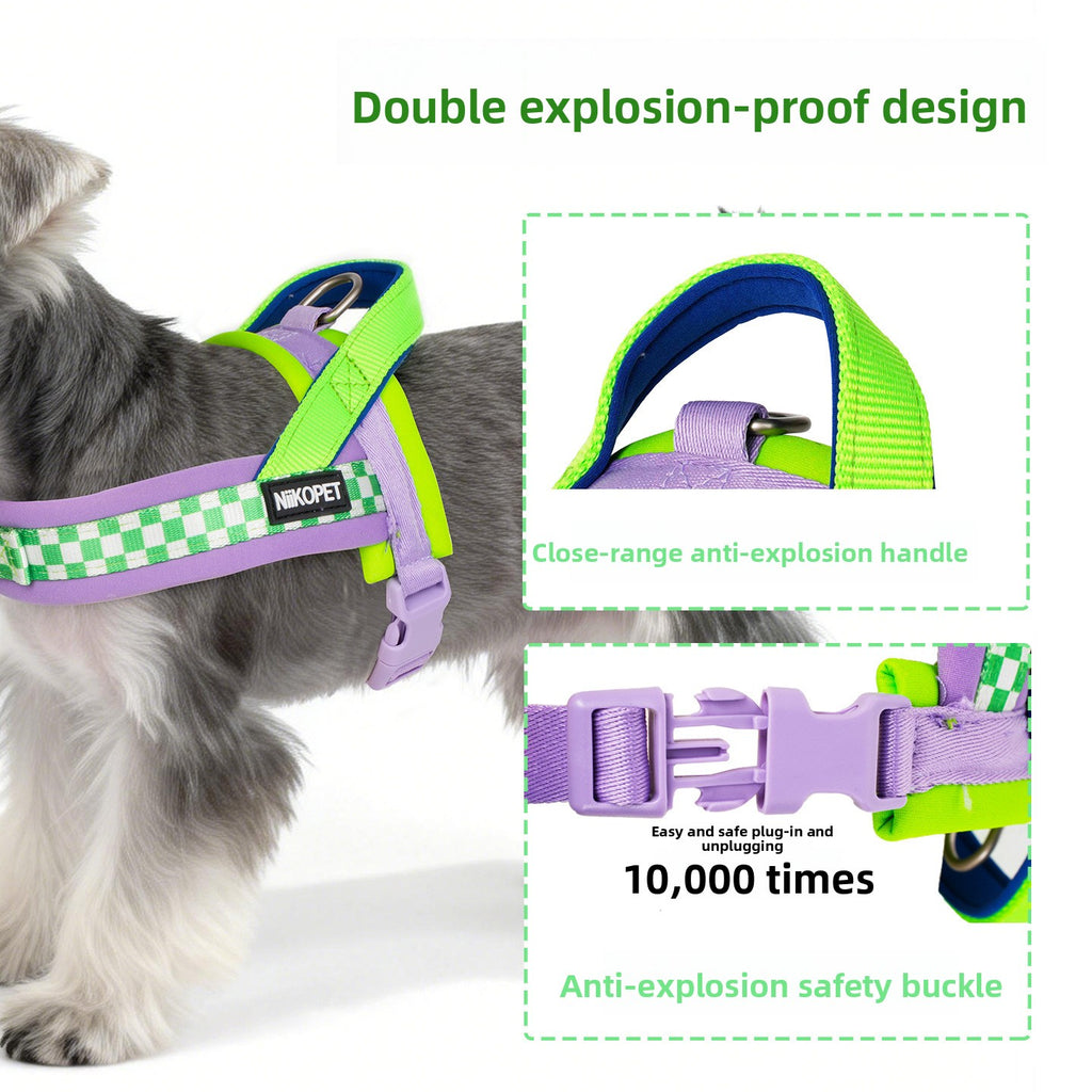 Saddle Style Dog Harness Vest for Small and Medium Dogs, Heart Detail Walking Harness in Green Purple or Red Yellow, XS to L Options