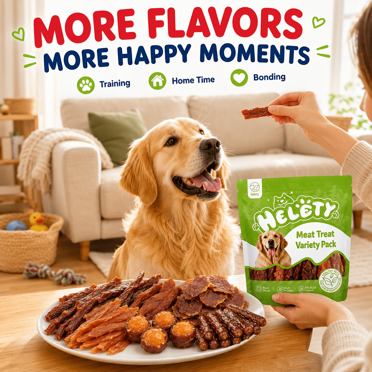 Dog Jerky Snack Selection with Chicken, Duck Meat and Trial Pack Options for Supervised Training Rewards, Everyday Treat Breaks and Dog Lover Gift Baskets