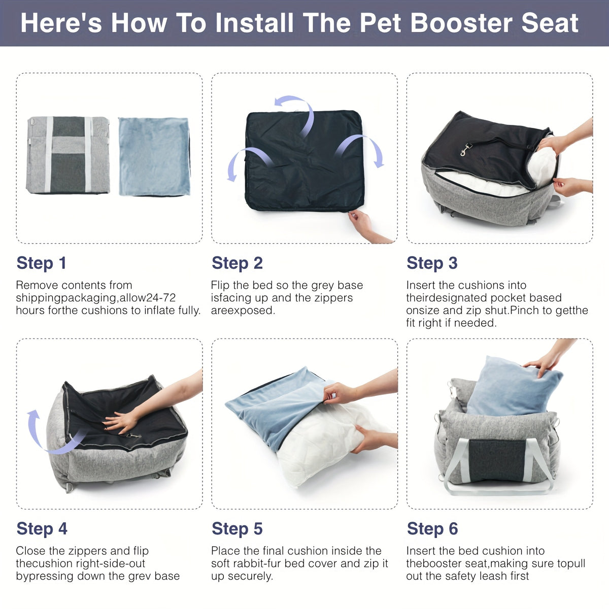 Dog Car Seat Carrier with Handheld and Shoulder Carry Options, Travel Booster Bag for Dogs and Cats with Listed Harness, Seven Color and Style Choices