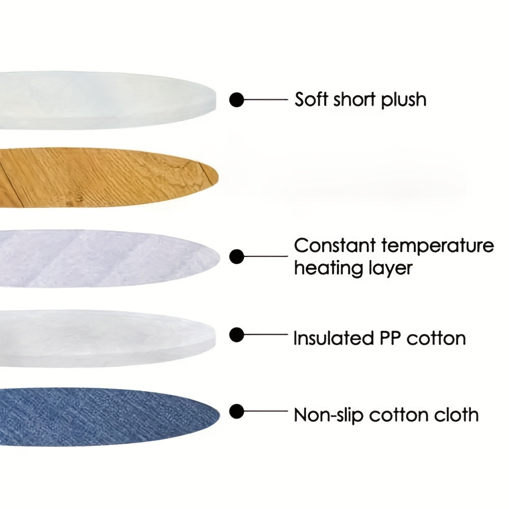 USB Pet Heating Pad for Cats and Dogs, 15.75 Inch Round Soft Heated Mat with Constant Temperature and Chew-Resistant Cable, Gray, No Battery
