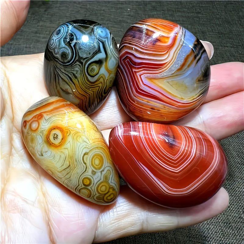 Polished Agate Stones, 1 lb Natural Decorative Rocks with Varied Patterns for Plant Pots, Home Displays, DIY Jewelry Projects and Gifts